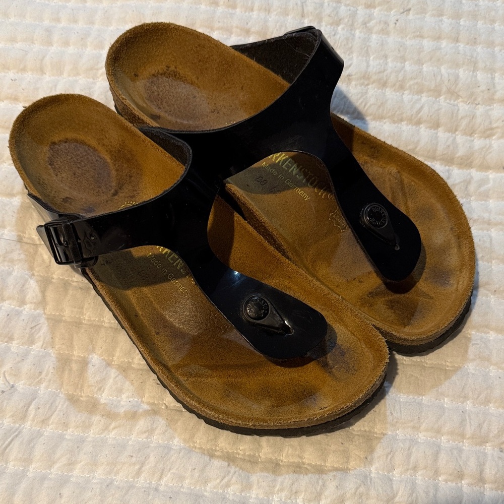Birkenstock Gizeh Glossy Black Sandals Sz. 40